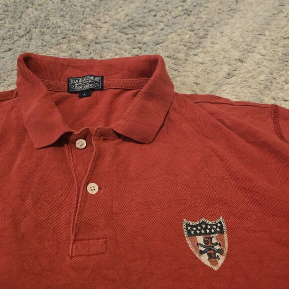 Ralph Lauren Polo Jeans Co.  Flag Logo Cotton Men's Large Shirt Red - Picture 3 of 7